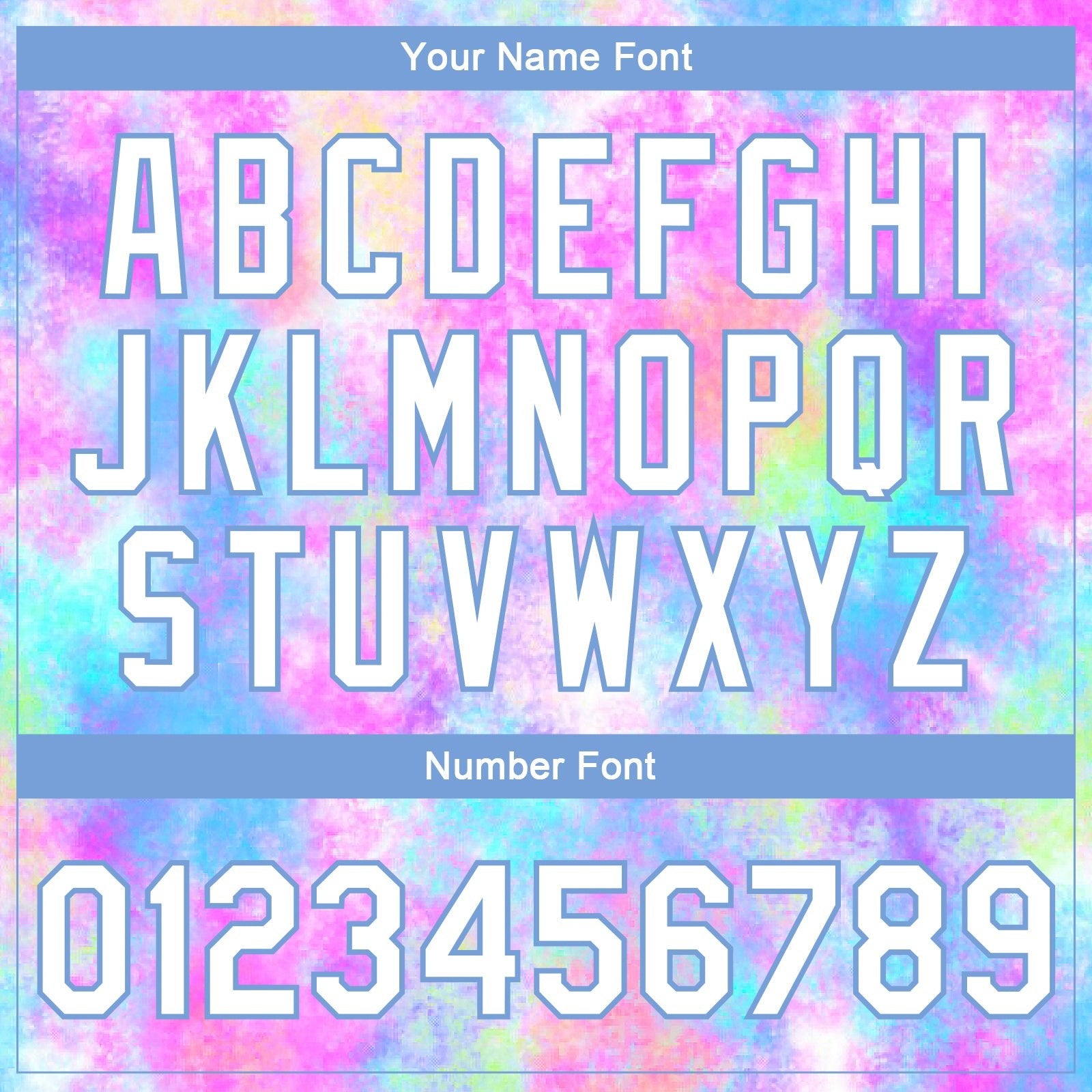 Custom Tie Dye White-Light Blue Rainbow 3D Bomber Full-Snap Varsity Letterman Jacket photo 7