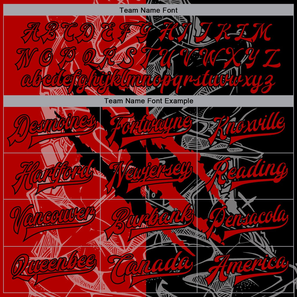 Custom Graffiti Pattern Red-Black Scratch 3D Bomber Full-Snap Varsity Letterman Jacket photo 5