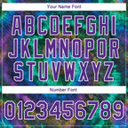 Custom Tie Dye Purple-White Rainbow 3D Bomber Full-Snap Varsity Letterman Jacket photo 7
