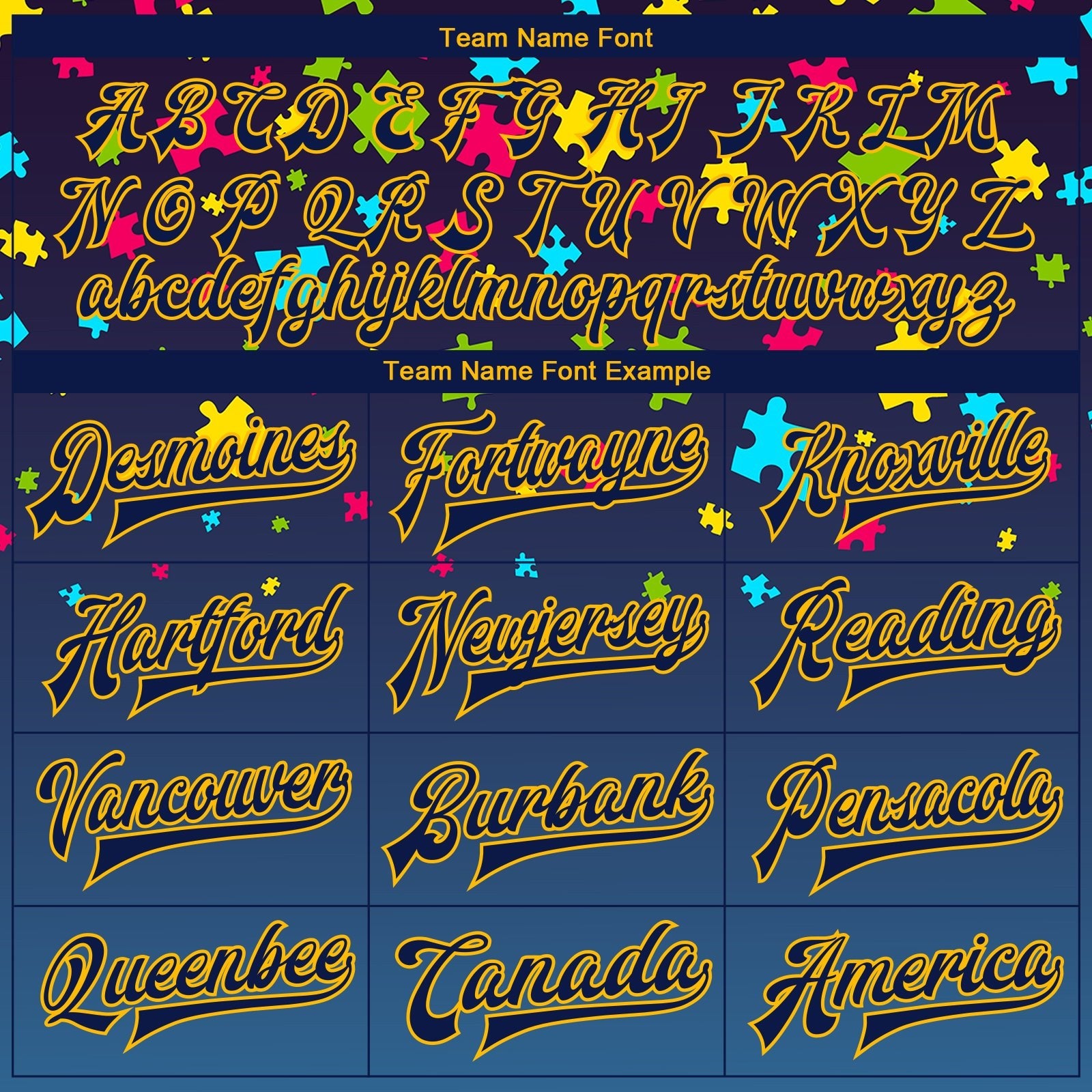 Custom Autism Supporter Awareness Puzzle Pieces Navy-Gold 3D Bomber Full-Snap Varsity Letterman Jacket photo 6