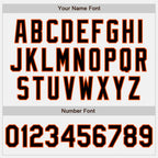 Custom White Black-Orange Bomber Full-Snap Varsity Letterman Jacket photo 6