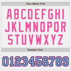Custom White Light Blue Black-Pink Bomber Full-Snap Varsity Letterman Two Tone Jacket photo 6