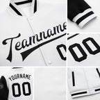 Custom White Black Bomber Full-Snap Varsity Letterman Two Tone Jacket detail