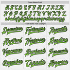 Custom White Neon Green-Black Bomber Full-Snap Varsity Letterman Two Tone Jacket photo 5