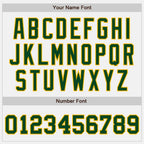 Custom White Green-Gold Bomber Full-Snap Varsity Letterman Two Tone Jacket photo 6