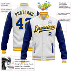 Custom White Royal-Gold Bomber Full-Snap Varsity Letterman Two Tone Jacket photo 5