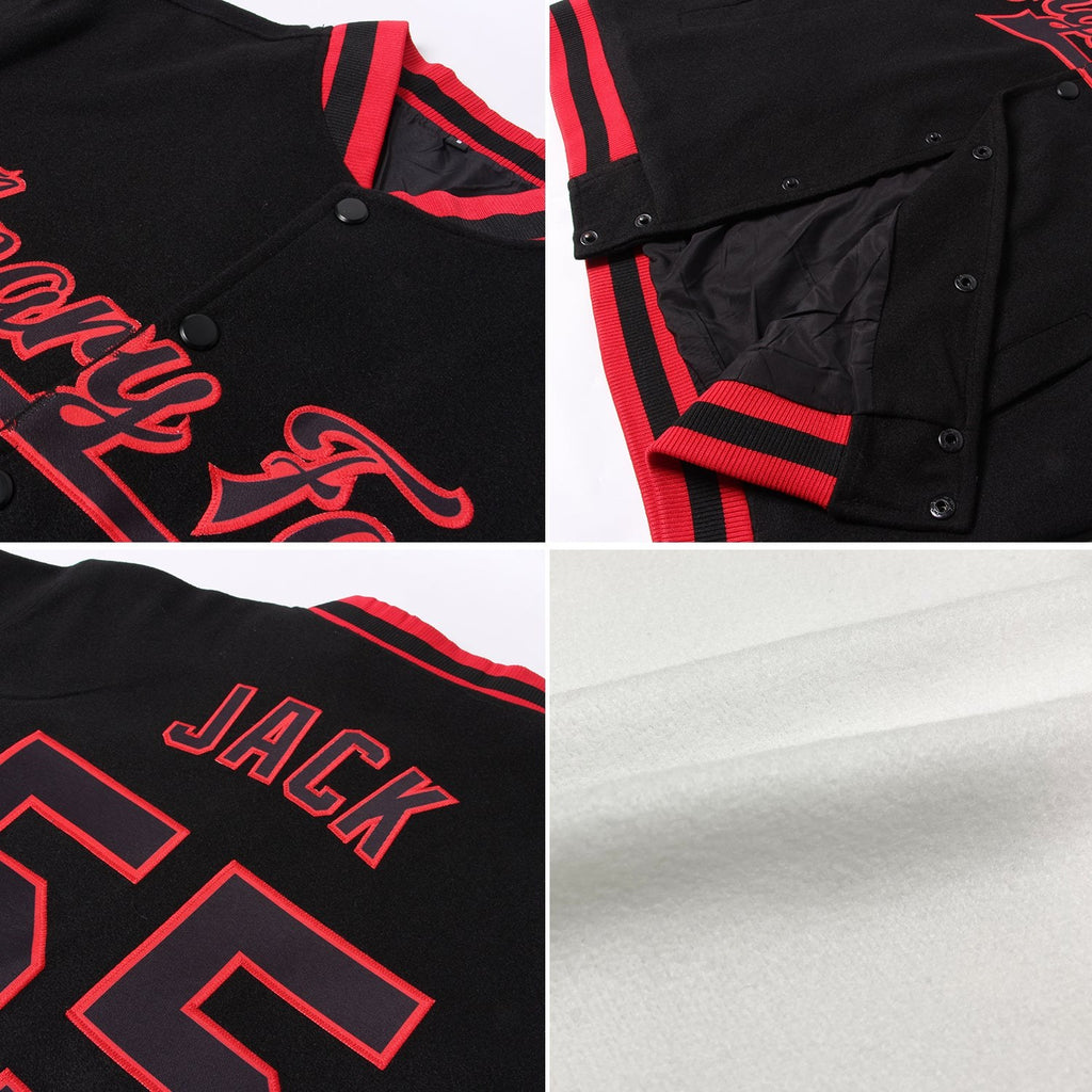 Custom White Red-Royal Bomber Full-Snap Varsity Letterman Two Tone Jacket photo 4