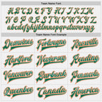 Custom White Orange-Kelly Green Bomber Full-Snap Varsity Letterman Two Tone Jacket photo 6