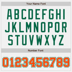 Custom White Orange-Kelly Green Bomber Full-Snap Varsity Letterman Two Tone Jacket photo 7