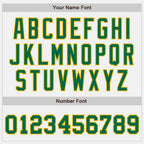 Custom White Kelly Green-Gold Bomber Full-Snap Varsity Letterman Two Tone Jacket photo 7