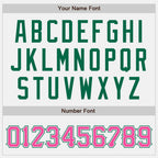 Custom White Pink-Kelly Green Bomber Full-Snap Varsity Letterman Two Tone Jacket photo 7