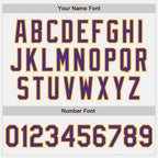Custom White Purple-Gold Bomber Full-Snap Varsity Letterman Two Tone Jacket photo 7