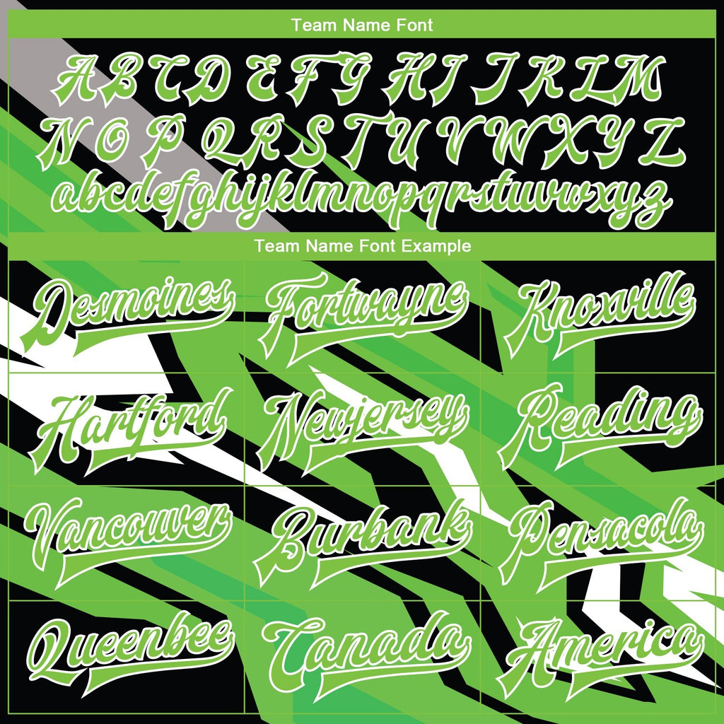 Custom Neon Green Neon Green Black-Gray 3D Pattern Design Bomber Full-Snap Varsity Letterman Jacket photo 6