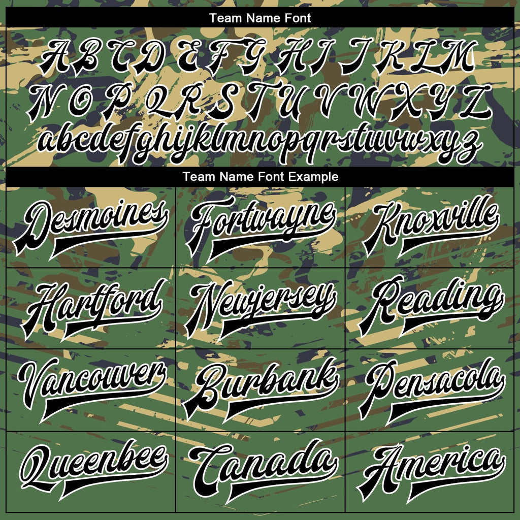 Custom Camo Black-Kelly Green 3D Bomber Full-Snap Varsity Letterman Salute To Service Jacket photo 5