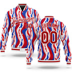 Custom Figure Red-Royal 3D Pattern Design Bomber Full-Snap Varsity Letterman Jacket