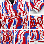 Custom Figure Red-Royal 3D Pattern Design Bomber Full-Snap Varsity Letterman Jacket detail