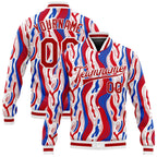 Custom Figure Red-Royal 3D Pattern Design Bomber Full-Snap Varsity Letterman Jacket photo 1