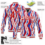 Custom Figure Red-Royal 3D Pattern Design Bomber Full-Snap Varsity Letterman Jacket photo 5