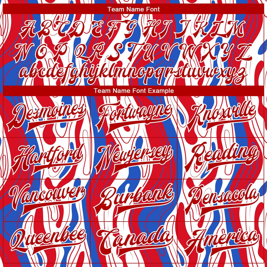Custom Figure Red-Royal 3D Pattern Design Bomber Full-Snap Varsity Letterman Jacket photo 6