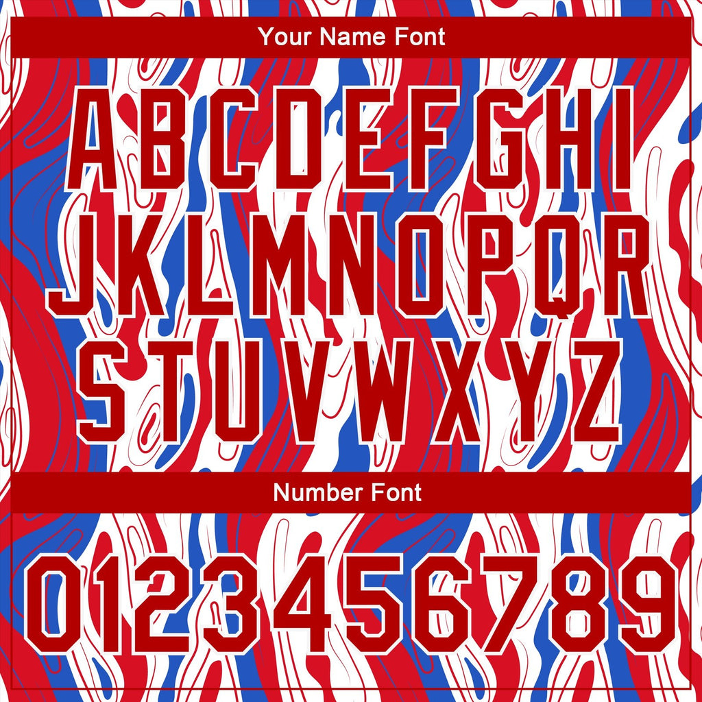 Custom Figure Red-Royal 3D Pattern Design Bomber Full-Snap Varsity Letterman Jacket photo 7