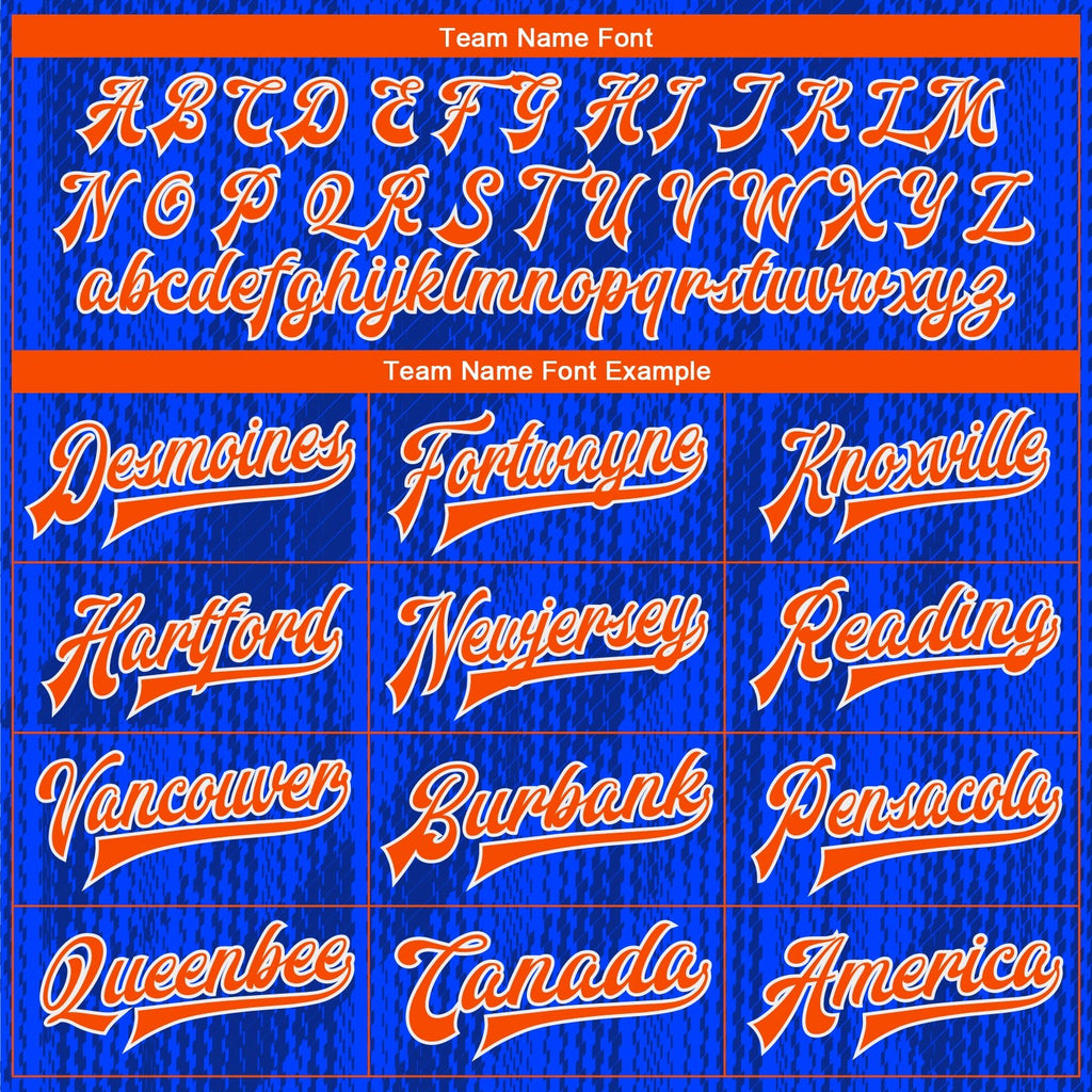Custom Royal Orange-Navy 3D Pattern Design Bomber Full-Snap Varsity Letterman Jacket photo 5