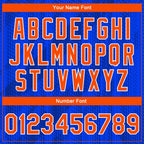 Custom Royal Orange-Navy 3D Pattern Design Bomber Full-Snap Varsity Letterman Jacket photo 6