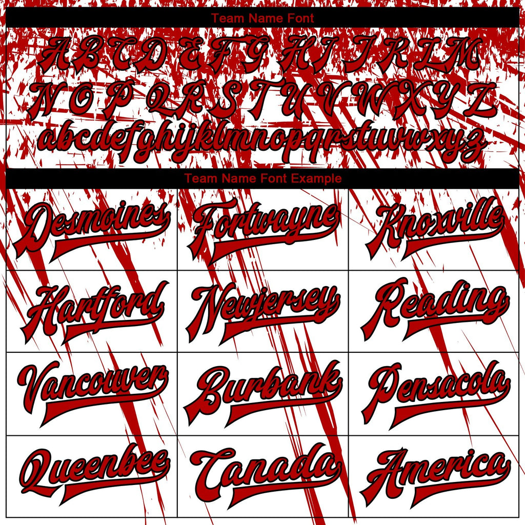 Custom White Red-Black 3D Pattern Design Bomber Full-Snap Varsity Letterman Jacket photo 5