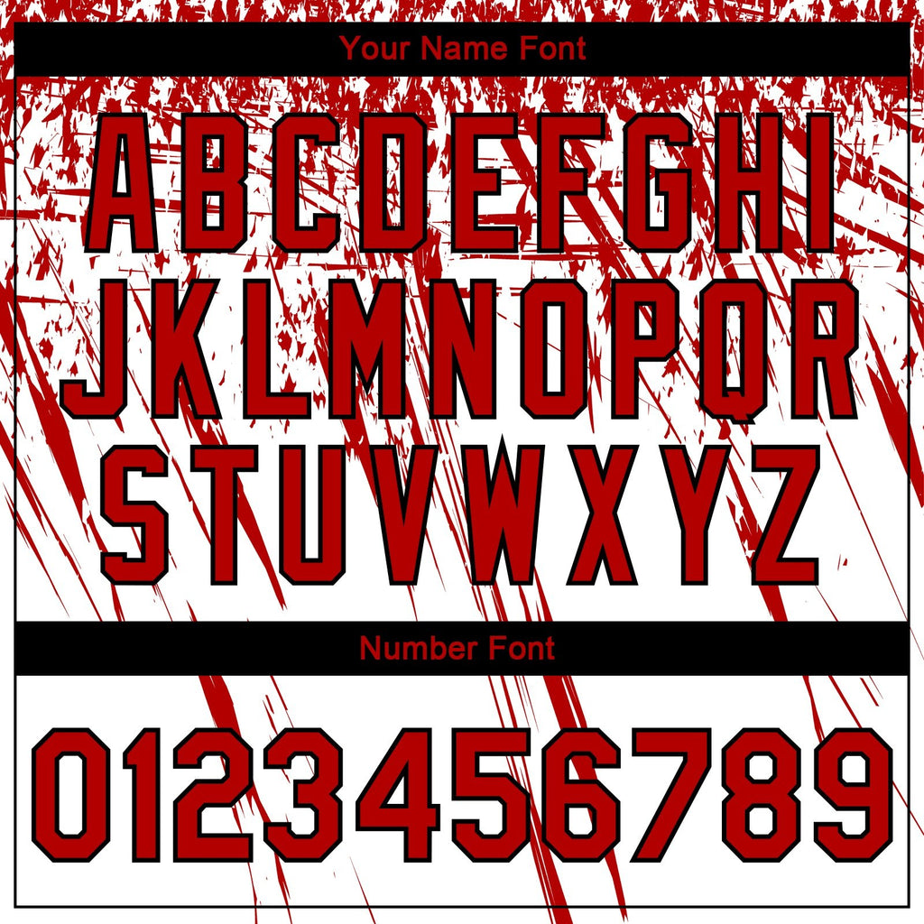Custom White Red-Black 3D Pattern Design Bomber Full-Snap Varsity Letterman Jacket photo 6