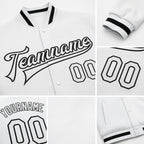 Custom White White-Black Bomber Full-Snap Varsity Letterman Jacket detail