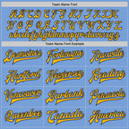 Custom Light Blue Gold-Navy Bomber Full-Snap Varsity Letterman Jacket photo 5