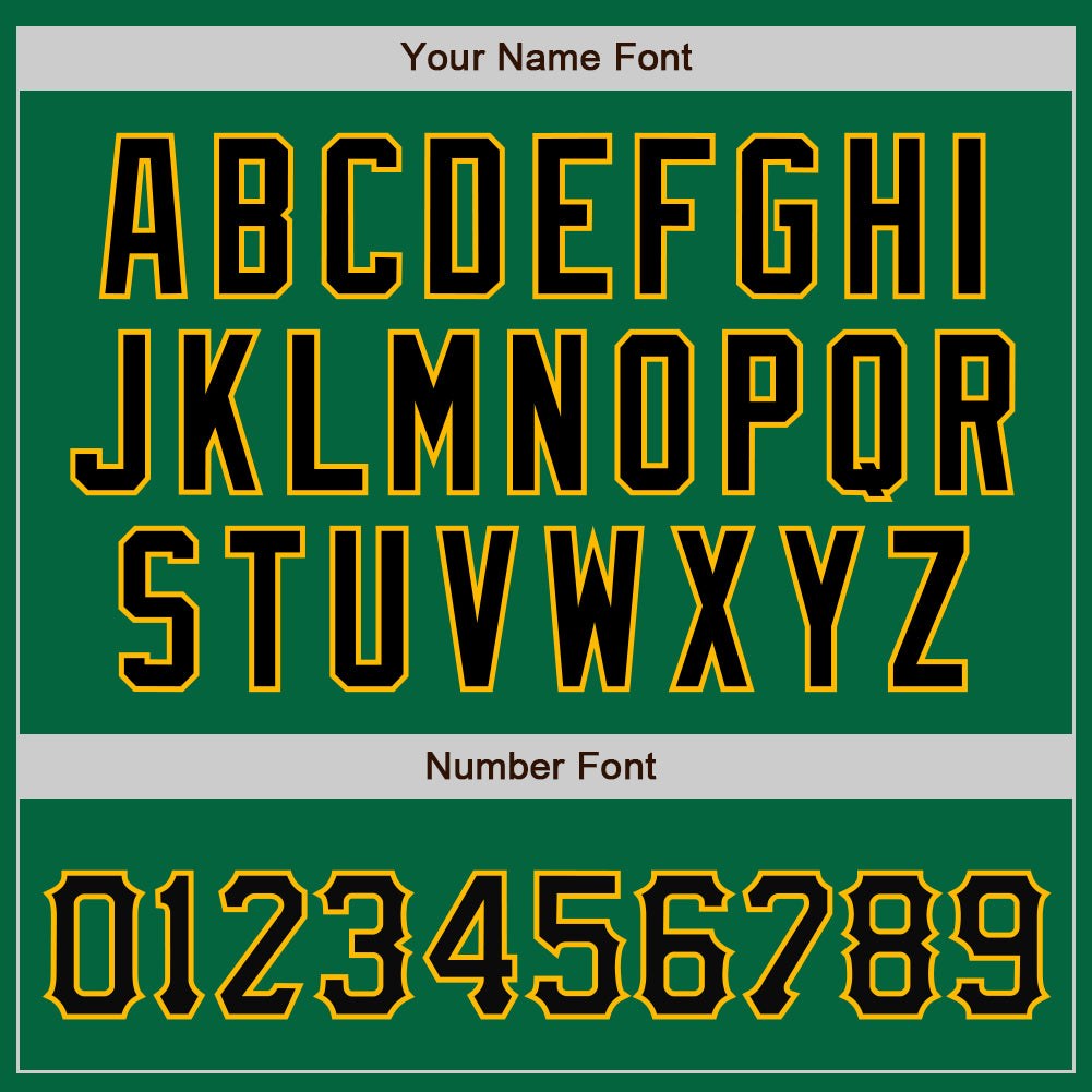 Custom Kelly Green Black-Gold Bomber Full-Snap Varsity Letterman Jacket photo 6