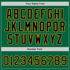 Custom Kelly Green Black-Gold Bomber Full-Snap Varsity Letterman Jacket photo 6