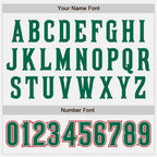 Custom White Kelly Green-Red Bomber Full-Snap Varsity Letterman Two Tone Jacket photo 6