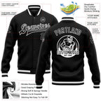 Custom Black Black-White Bomber Full-Snap Varsity Letterman Jacket photo 5