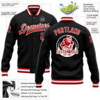 Custom Black Red-White Bomber Full-Snap Varsity Letterman Jacket photo 5