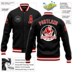 Custom Black Red-White Bomber Full-Snap Varsity Letterman Jacket photo 5