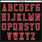 Custom Black Red-White Bomber Full-Snap Varsity Letterman Jacket photo 6