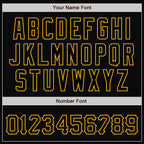 Custom Black Black-Gold Bomber Full-Snap Varsity Letterman Jacket photo 7