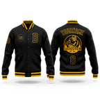 Custom Black Black-Gold Bomber Full-Snap Varsity Letterman Jacket