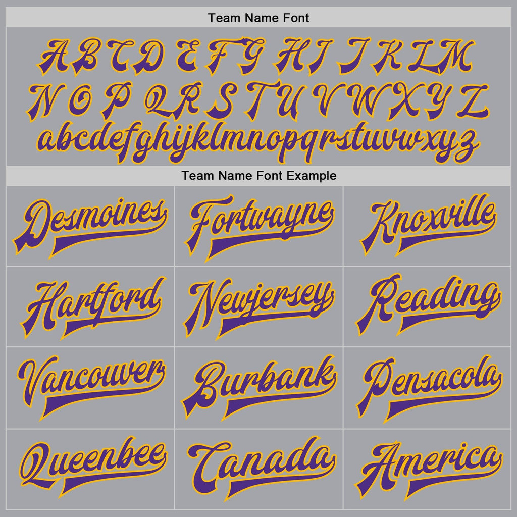 Custom Gray Purple-Gold Bomber Full-Snap Varsity Letterman Jacket photo 5