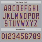 Custom Gray Purple-Gold Bomber Full-Snap Varsity Letterman Jacket photo 6