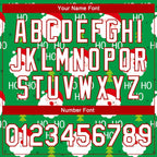 Custom Kelly Green White-Red Christmas 3D Bomber Full-Snap Varsity Letterman Jacket photo 6