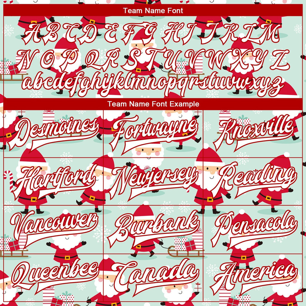 Custom Pea Green White-Red Christmas 3D Bomber Full-Snap Varsity Letterman Jacket photo 5