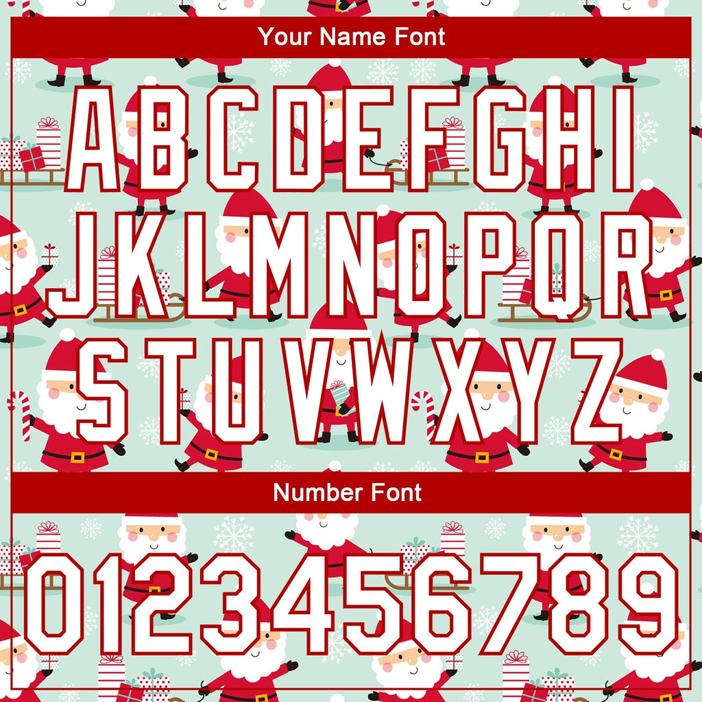 Custom Pea Green White-Red Christmas 3D Bomber Full-Snap Varsity Letterman Jacket photo 6