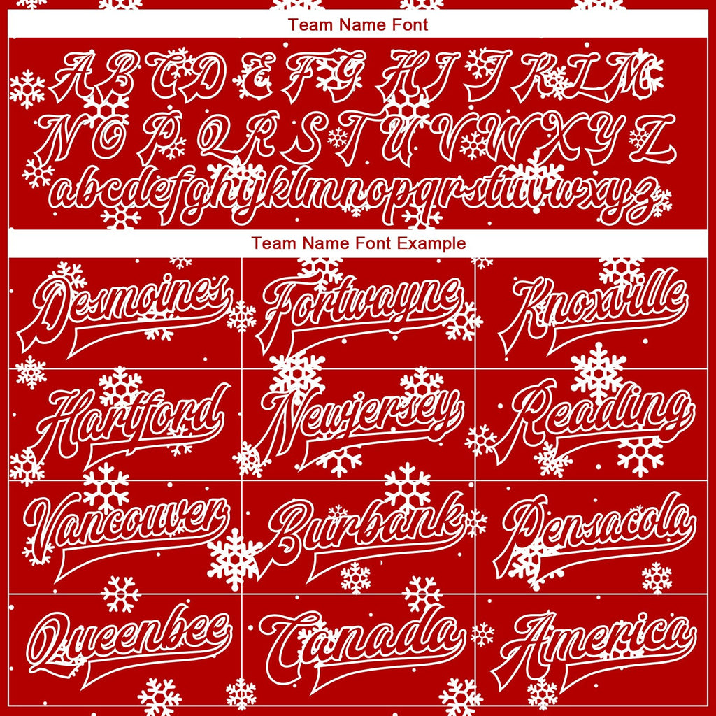 Custom Red White Christmas 3D Bomber Full-Snap Varsity Letterman Jacket photo 5