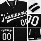 Custom Black White Bomber Full-Snap Varsity Letterman Two Tone Jacket detail