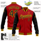 Custom Red Black-Gold Bomber Full-Snap Varsity Letterman Two Tone Jacket photo 5