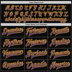 Custom Black Purple-Gold Bomber Full-Snap Varsity Letterman Two Tone Jacket photo 6