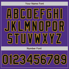 Custom Purple Black-Gold Bomber Full-Snap Varsity Letterman Two Tone Jacket photo 7