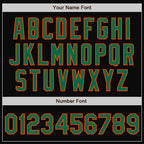 Custom Black Kelly Green-Orange Bomber Full-Snap Varsity Letterman Two Tone Jacket photo 7